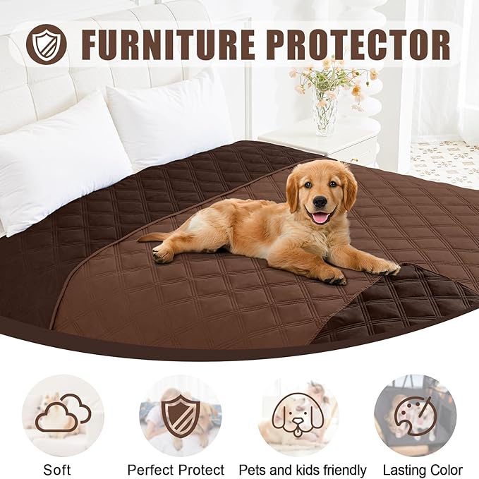 Smiry Waterproof Dog Bed Cover Blanket 30x70, Soft Reversible Pet Blanket, Washable Leakproof Cats Dogs Couch Cover for Sofa, Couch, Furniture, Brown/Chocolate