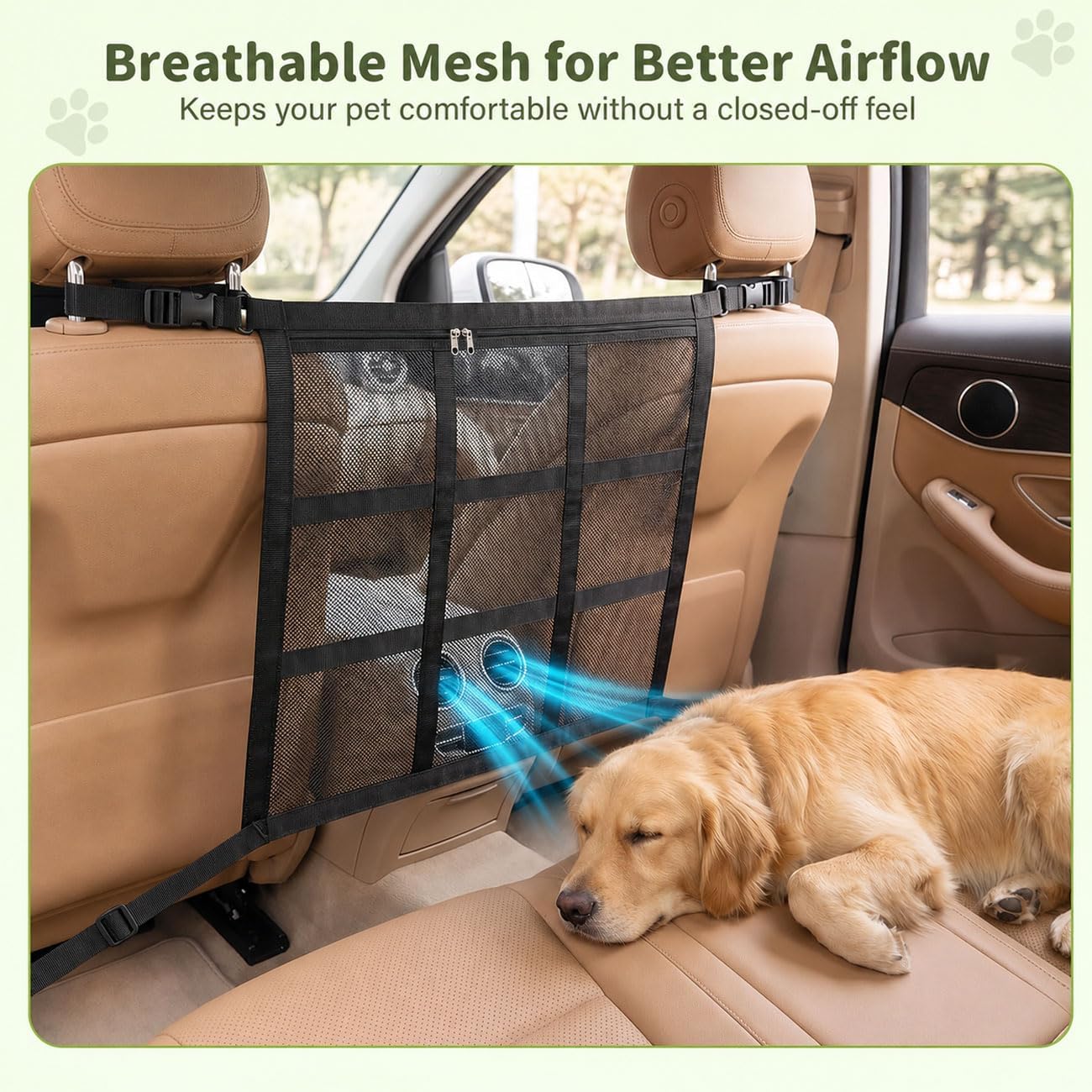 Dog Car Barrier for Lexus GX 550 GX550 2024-2025, Pet Barrier | Adjustable Mesh Vehicle Divider Backseat Safety Net Breathable Travel Partition Barriers Elastic Band with Buckle Hook Up