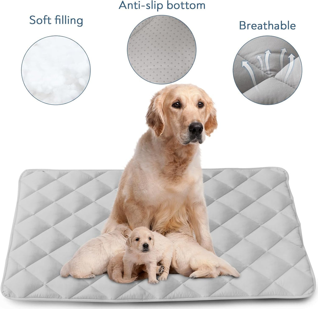 Magik & Kover 42" x 28" Dog Crate Pad and Dog Cooling Mat 2 Pack Grey