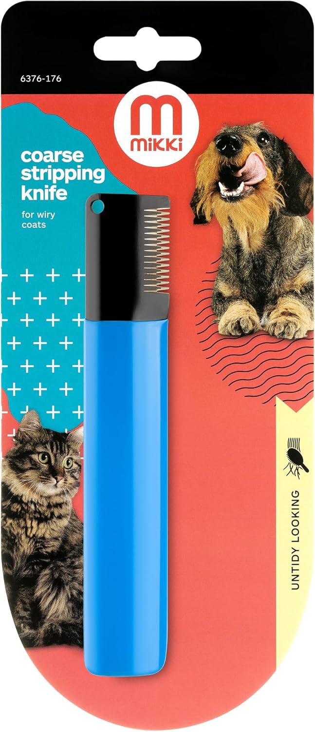Mikki Dog, Puppy Grooming Stripping Knife - Hand Stripping Blade Tool for Coarse Hair Coats,Blue
