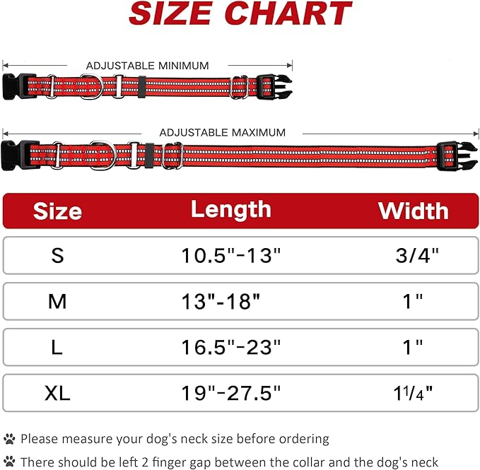 Martingale Dog Collar, Adjustable Nylon Reflective Collar with Buckle No Pull Dog Collar for Small Medium Large Dogs (Red S)