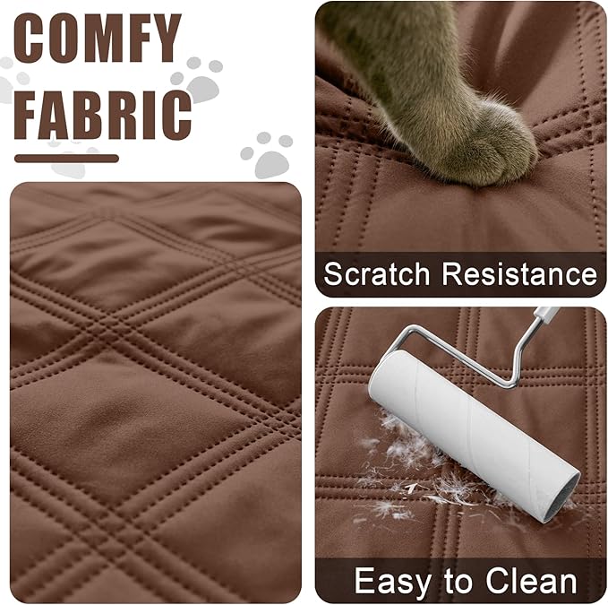 Smiry Waterproof Dog Bed Cover Blanket 82x102, Soft Reversible Pet Blanket, Washable Leakproof Cats Dogs Couch Cover for Sofa, Couch, Furniture, Brown/Chocolate