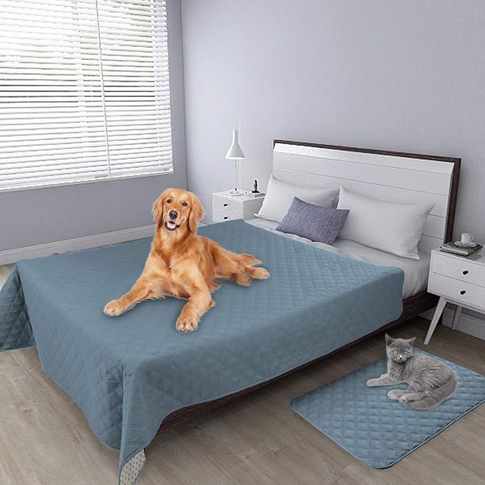 Easy-Going 100% Waterproof Dog Bed Cover, Non-Slip Pet Blanket for Furniture, Washable Couch Cover, Repleasement Sofa Cover (120X82 in,Light Blue)