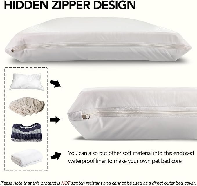 Waterproof Dog Bed Liner, Washable Replacement Cover Reusable Pet Pee Water Resistant Proof with Zipper, Liner Only 54x44 inch