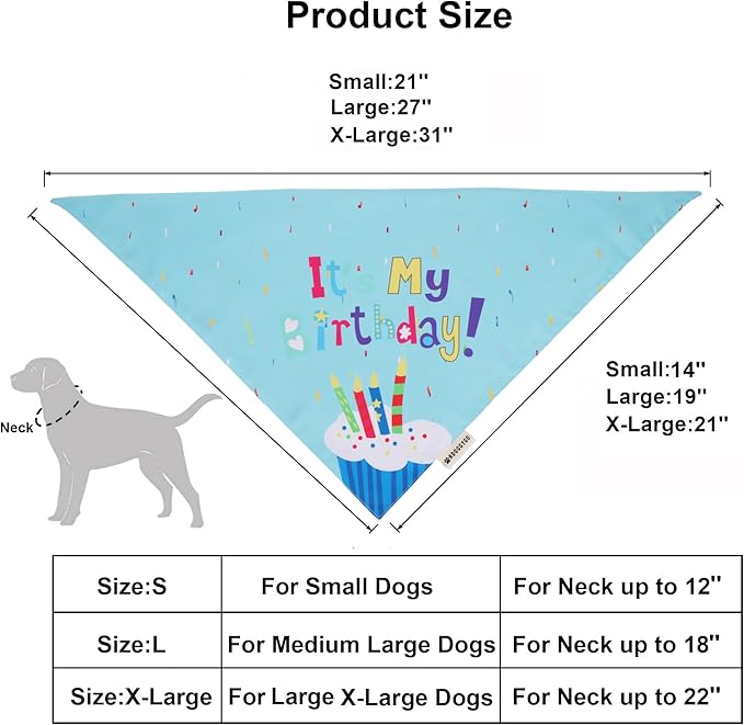 ADOGGYGO Dog Birthday Bandana Scarf and Blue Boy Puppy Birthday Party Hat with Cute Bow Tie for Small Dog Cat (Small)