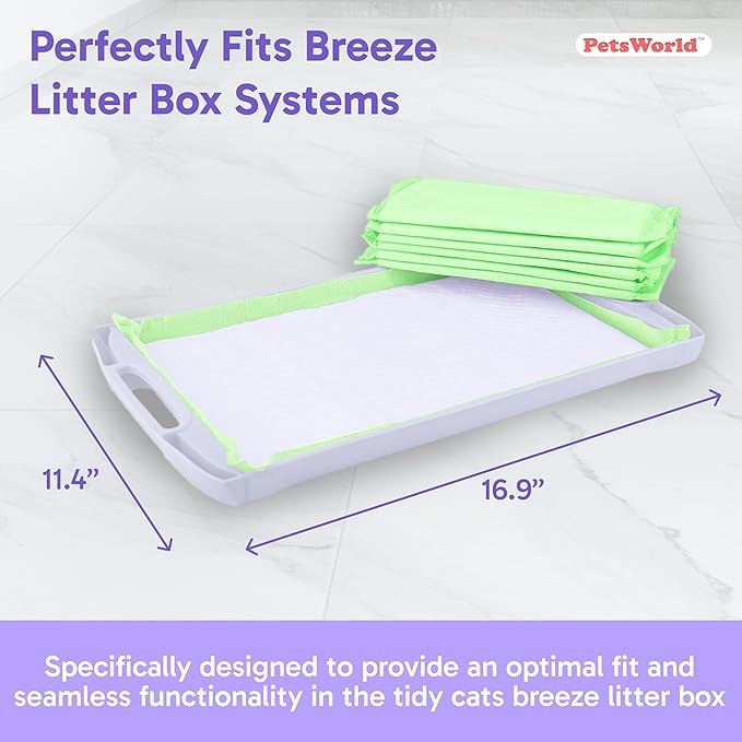 PETSWORLD Multi Cat Pad Refills for Cats Breeze Litter System, Ultra-Absorbent, Quick Dry - (600 Count, Unscented)