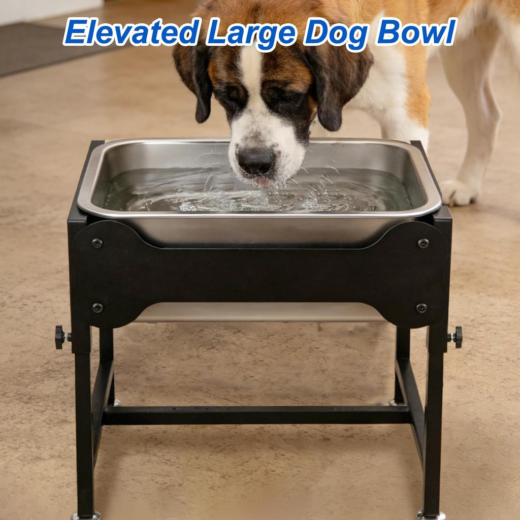 YUEPET Outdoor Elevated Dog Water Bowl, 4 Gallon Bowl for Large Dogs | 4 Gallon Stainless Steel Bowl, 4 Heights, Raised Stand, Food and Water Use, Easy Assembly, Raised Drinking Height, Large Dogs