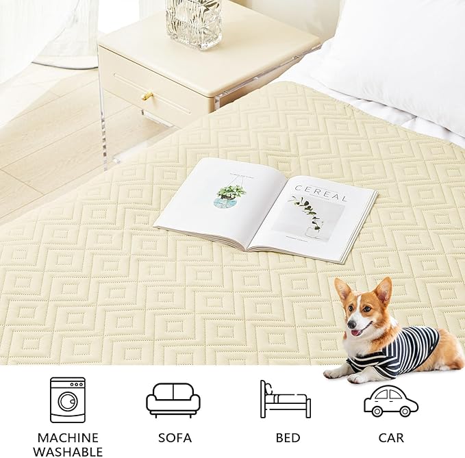 hyha Waterproof Dog Blanket, Soft Dog Bed Cover Pet Blankets, Waterproof Sofa Couch Cover for Dogs Washable, Reversible Pet Couch Covers for Sofa Furniture (30x70 Inch, Beige/Beige)