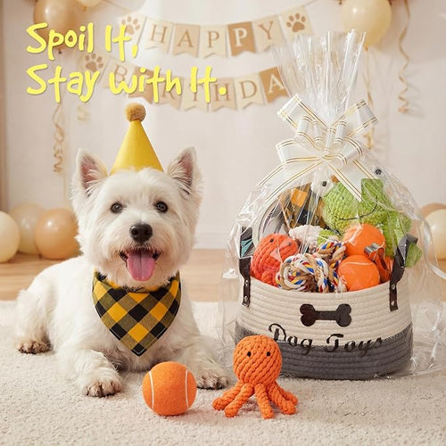14Pcs New Puppy Gift Basket, Complete Premium Welcome Puppy Starter Kit and Dog Gift Basket with Dog Toys Bundle, Pet Essentials for New Owners, Perfect Dog Birthday Set for Small to Medium Breeds