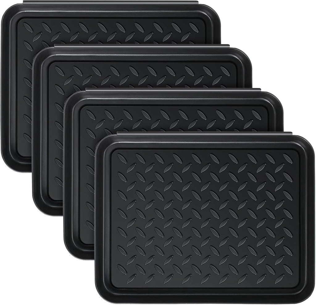 4 Pcs Boot Tray for Entryway Black Small Shoe Tray Waterproof Shoe Mat Front Door 13.78 x 10.83 x 1.18 Inch Boot Mat Multi Purpose Plastic Accessories Pet Entryway Indoor and Outdoor Use