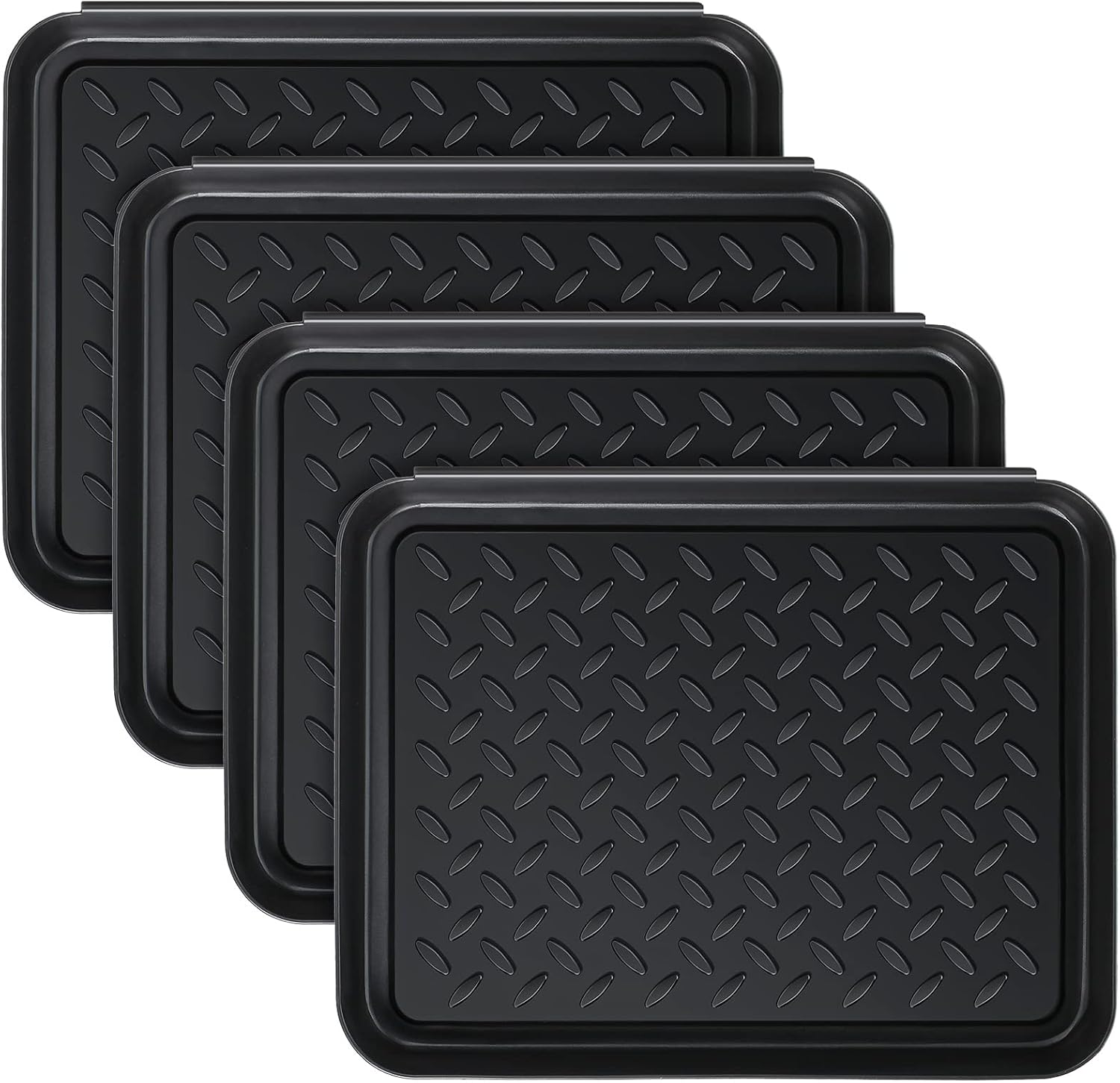4 Pcs Boot Tray for Entryway Black Small Shoe Tray Waterproof Shoe Mat Front Door 13.78 x 10.83 x 1.18 Inch Boot Mat Multi Purpose Plastic Accessories Pet Entryway Indoor and Outdoor Use