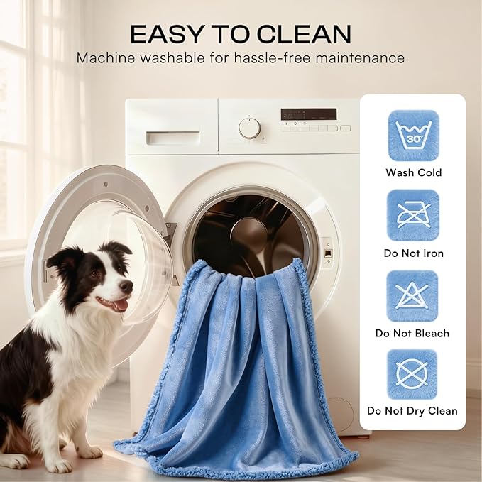 Luciphia Waterproof Pet Blanket, Liquid Pee Proof Dog Blanket for Sofa Bed Couch, Reversible Sherpa Fleece Furniture Protector Cover for Small Medium Large Dogs Cats, Navy Blue Small（40" x 28"）
