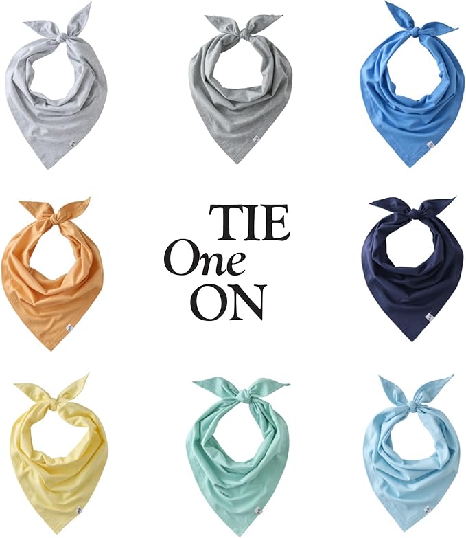 Bandit - The PET Bandana, 8 Pack 100% Organic Cotton Pet Bandanas Clothes for Small, Medium, Large Dogs, Rainbow Blue, Medium/X-Large