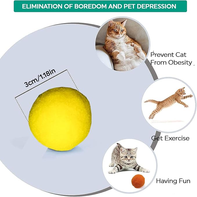 Premium Soft Pom Pom Balls for Kittens - Lightweight, Interactive, Assorted Colors - Plush Toy for Kitten Training and Play - Pet Products for Cats (1.2 Inches 30 Balls)
