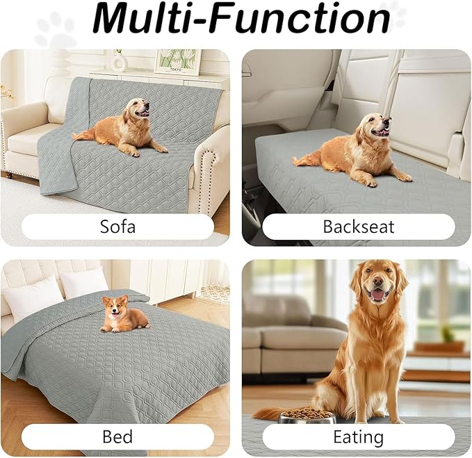 hyha Waterproof Dog Bed Blanket, Soft Pet Blankets, Waterproof Couch Cover for Dogs, Reversible Sofa Covers Washable for Furniture (40x80 Inch, Grey/Grey)