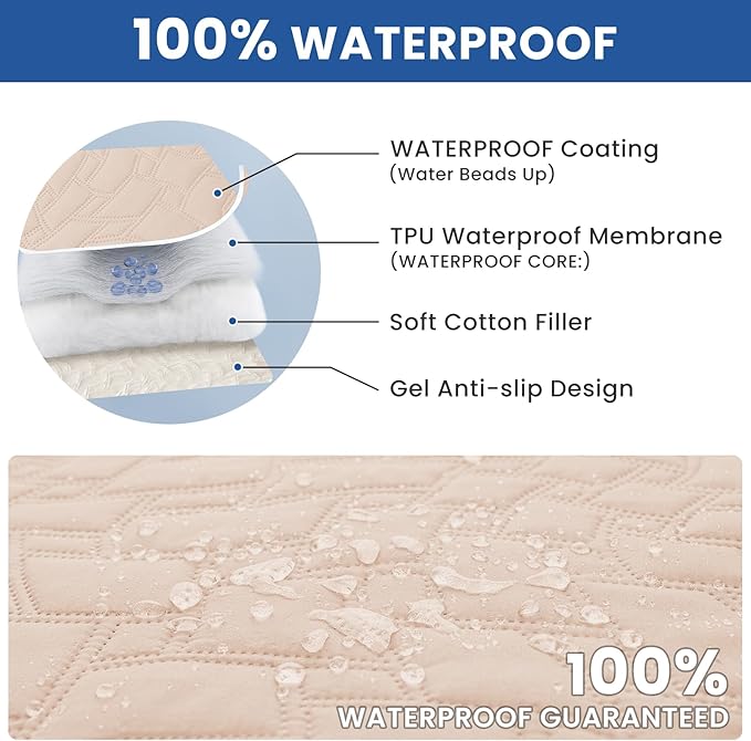Waterproof Couch Covers for Pets, Waterproof Dog Bed Cover, Anti-Slip Soft Dog Blankets, Couch Cover for Dogs Washable, Pet Blanket for Puppy Large Dogs Cat (30x70 Inch, Beige)