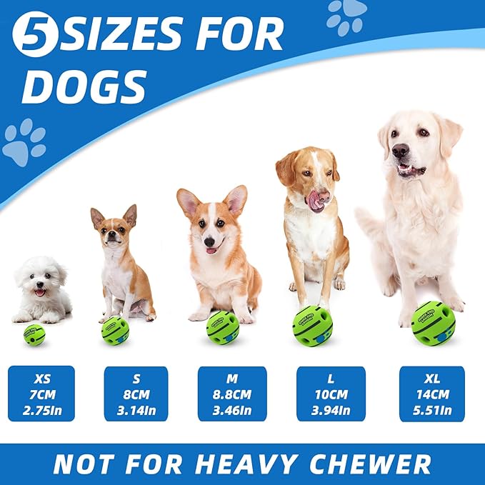 Dog Toys Ball, Interactive Dog Ball, Shaking with Gibbering Sound, for Training & Herding, XL, 5.51 in (14 cm)