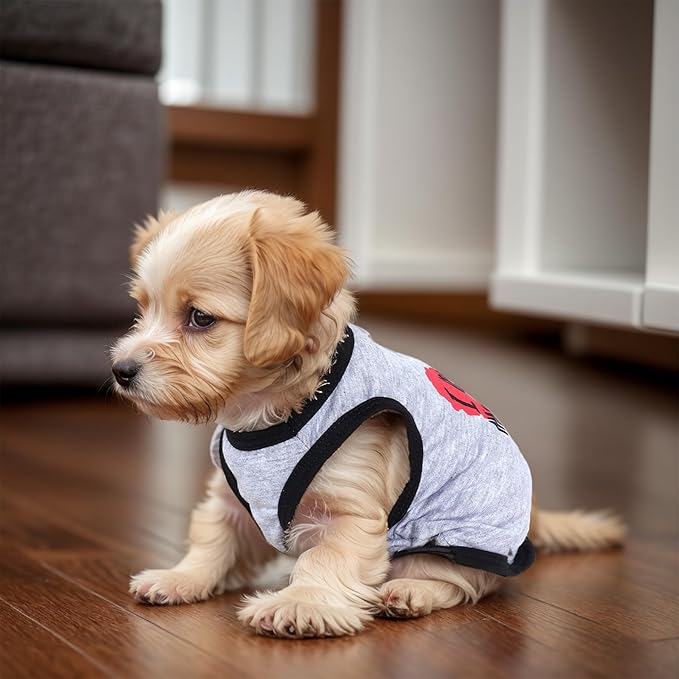 4 Pack Dog Shirts Summer Printed Puppy Clothes Cute Sleeveless Pet T Shirts Dog Clothes for Small Medium Dogs Cats Girl(S)