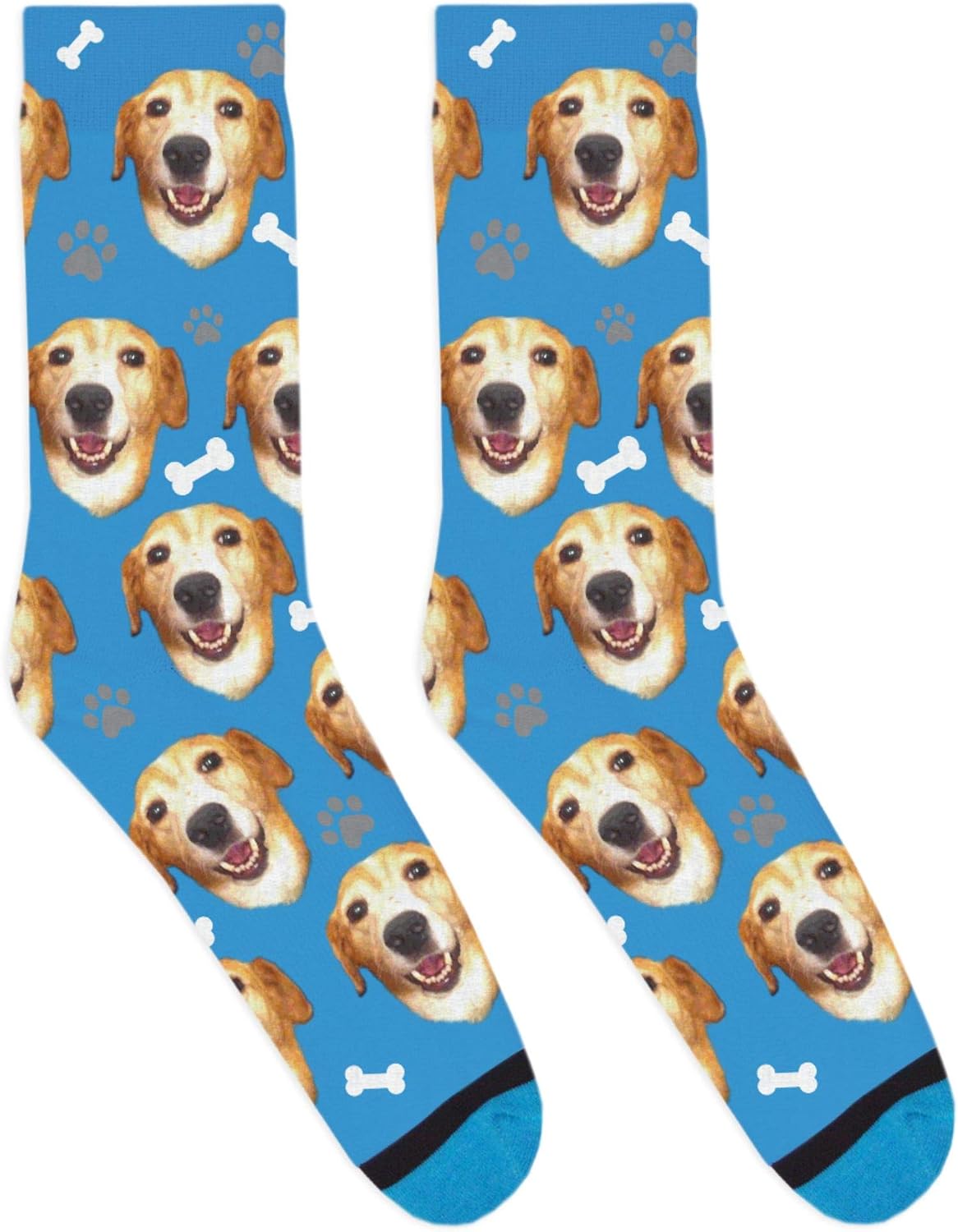 DivvyUp Socks - Custom Dog Socks - Put Your Dog on Socks! (Large, Dark Blue)