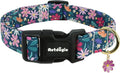 Dog Collar for Small Dogs, Spring Dark Green Dog Collars with Flowers Pattern, Adjustable Cotton Dog Collars, Cute Girl or Boy Dog Collar Ideal for Gifts,Pet Accessory