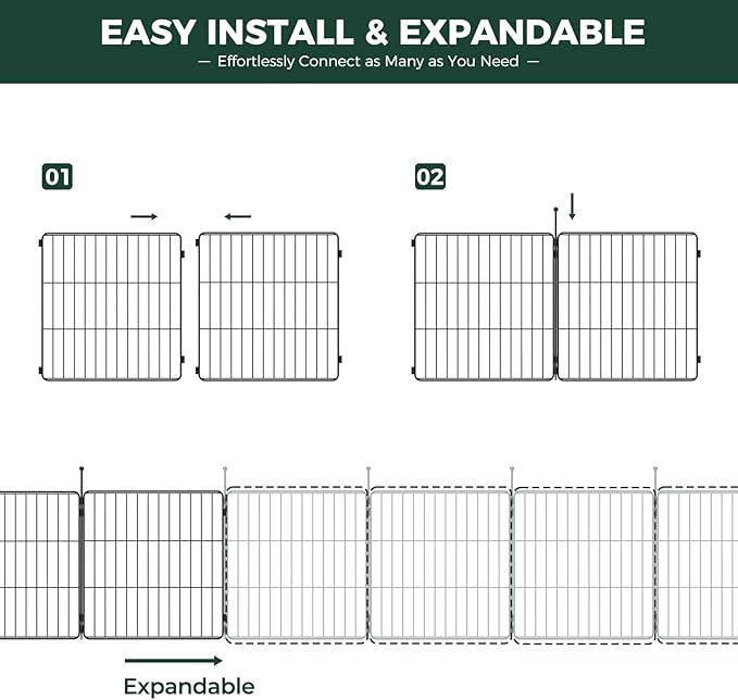 FXW MiniPaws Unleashed Dog Playpen, Expandable & Portable Design for Yard, RV Camping and Indoor Use, for Small and Medium Dogs, 32-inch 48 Panels