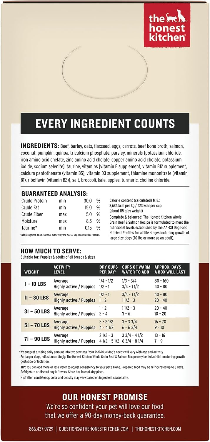 The Honest Kitchen Human Grade Wholemade™ Whole Grain Dehydrated Dog Food - Beef & Salmon, 10 Pound Box