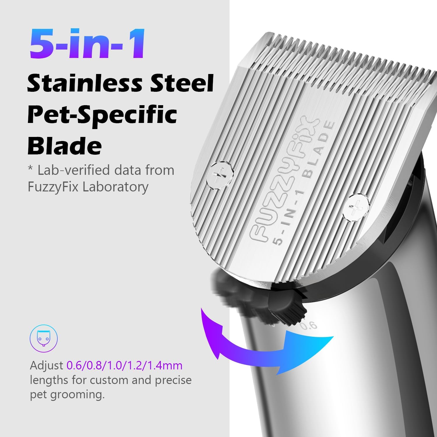 Professional Dog Grooming Clippers with Charging Dock, 5-in-1 Adjustable Blade Cordless Pet Grooming Kit 5 Speed Rechargeable Trimmer Hair Shaver with Detachable Metal Guide Combs for Animal