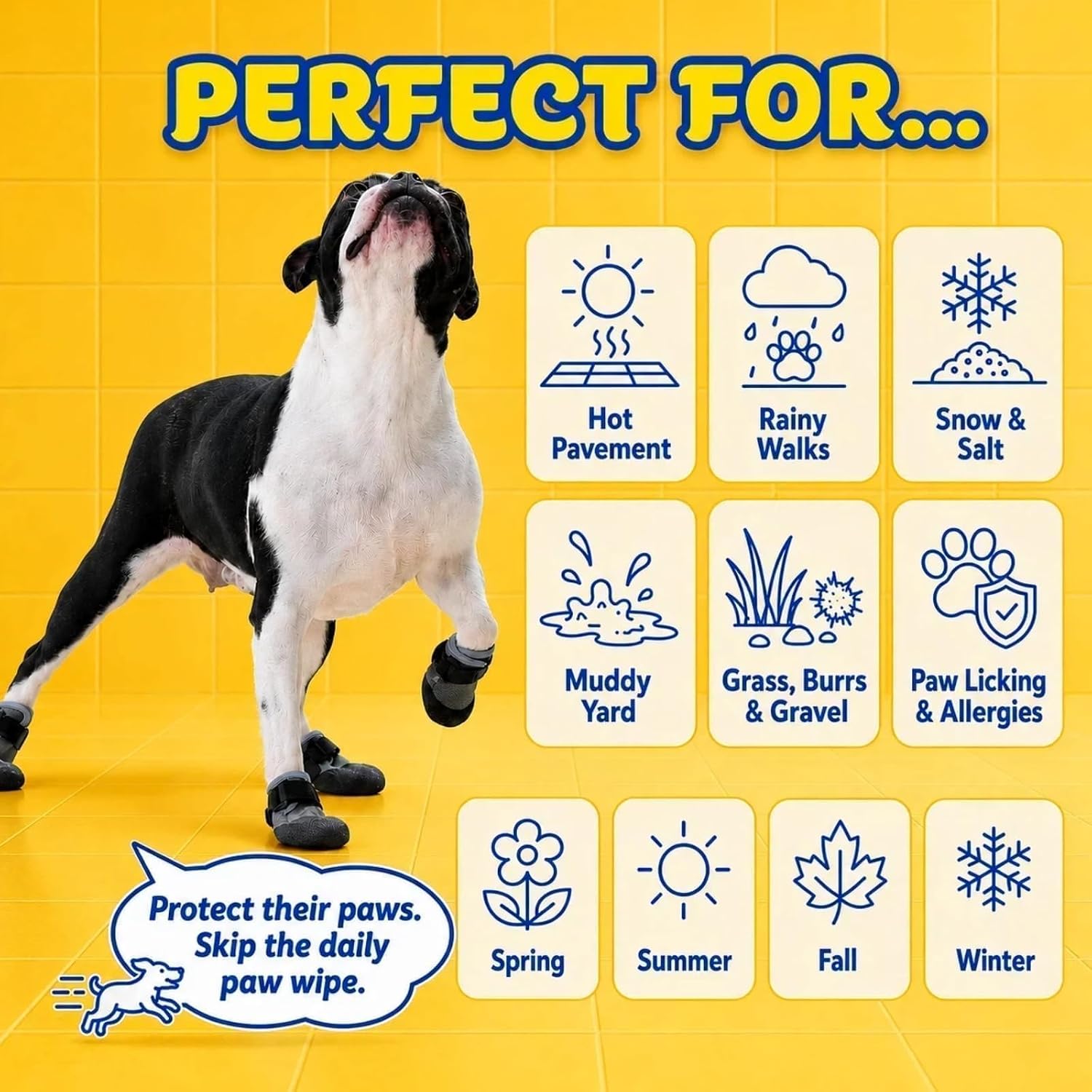 Super-Grippy, Comfortable Sole Dog Summer Shoes for Hot Pavement, S | Stay-On Dog Rain Booties with a Dewclaw-Friendly, Pet Boots for Hiking & Running, Puppy Waterproof Shoes for Small Dogs Paws