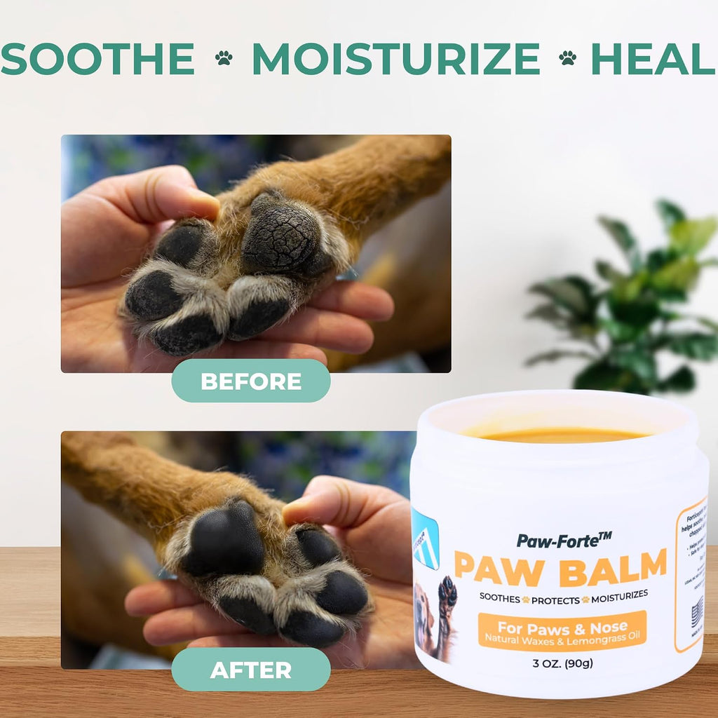 PAW Balm | Dog Paw Protector from Hot Pavement, Dirt, Salt, Ice and Snow | Soother and Moisturizer for Cracked Dog Paw Pads | Natural Wax Based, Lick Safe 3 oz