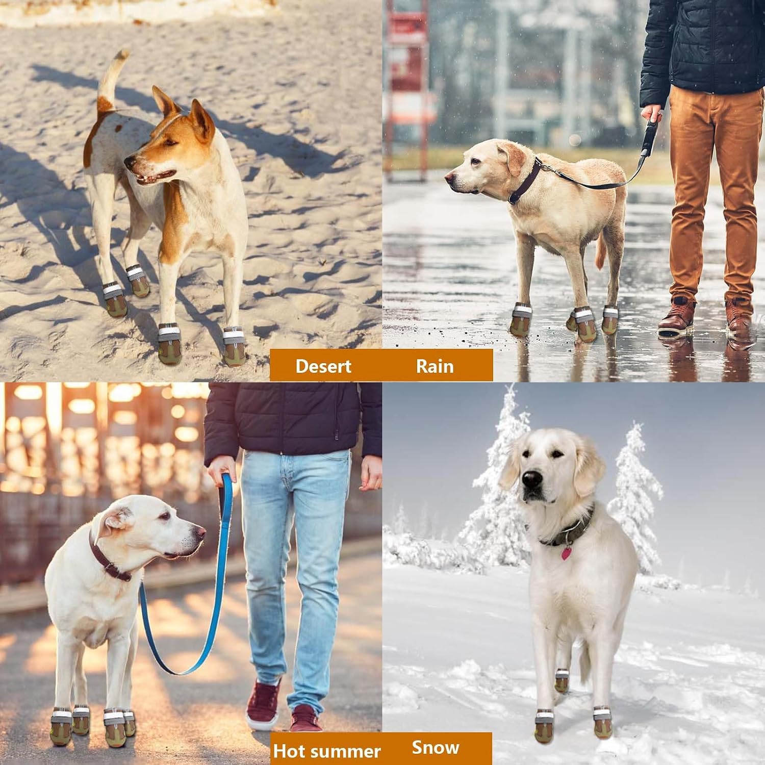 Dog Boots for Large Dogs, Medium Dogs and paw Guards for Snowy Winters, hot Summer Roads, Waterproof Rainy Days, Outdoor Walking, and Non-Slip Indoor Hard Surfaces 4 Pieces