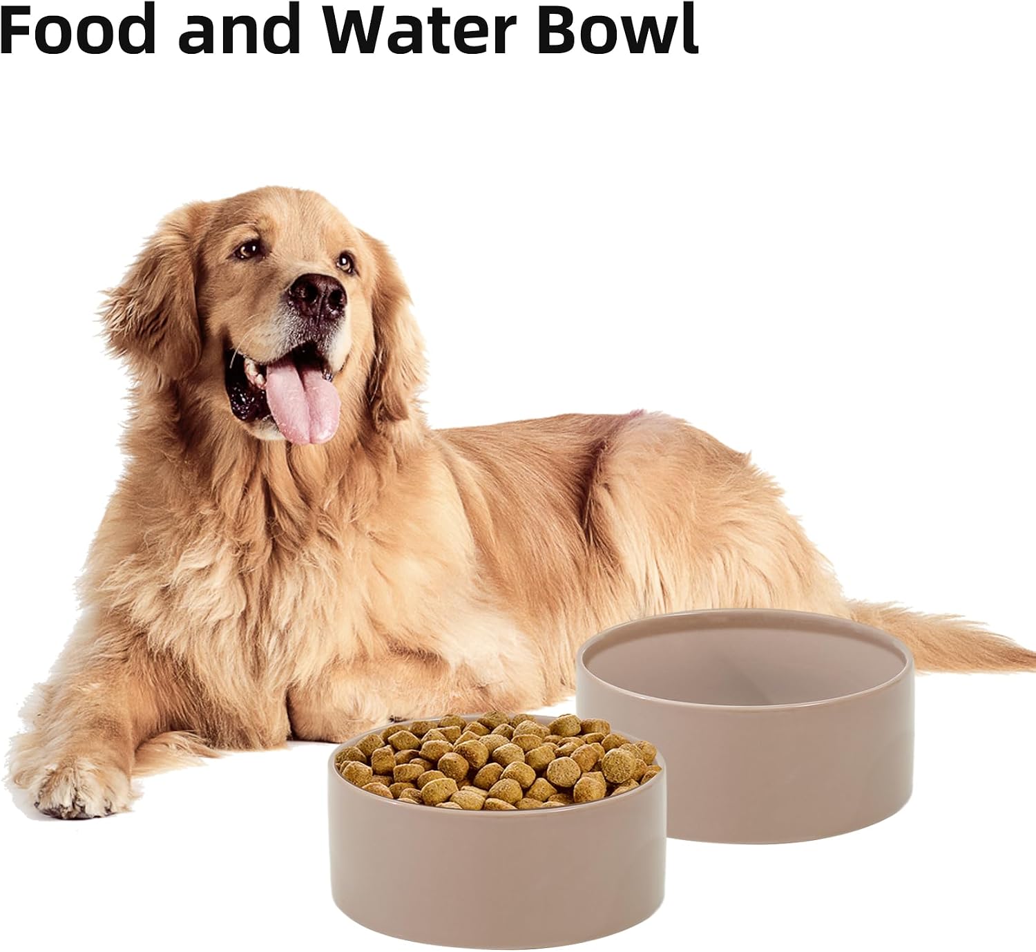 Havniva Ceramic Dog Bowls, Dog Food and Water Bowl Set, Dog Water Bowl | 7.3” Ceramic Dog Food Bowls with Non-Slip Rubber Base, Large Capacity, Dog Feeding Bowls for Medium Dogs