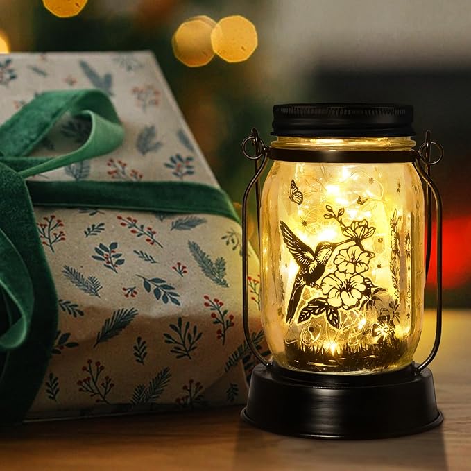 Solar Lanterns Outdoor Garden Decor Valentine's Day Gifts for Women Hummingbird Gift for Women Mom Grandma Sister Birthday, Hanging Solar Light Home Decor for Yard, Patio,Backyard,Porch,Torch