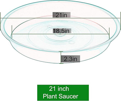 2 Pack of 20 21 inch Plant Saucer Round, Deep Plant Saucers for Pots, Heavy Duty Plastic Plant Drip Tray for Indoors Outdoor, Bird Bath Bowls, Plant Trays for Planter 19-22" (21 inch, White)
