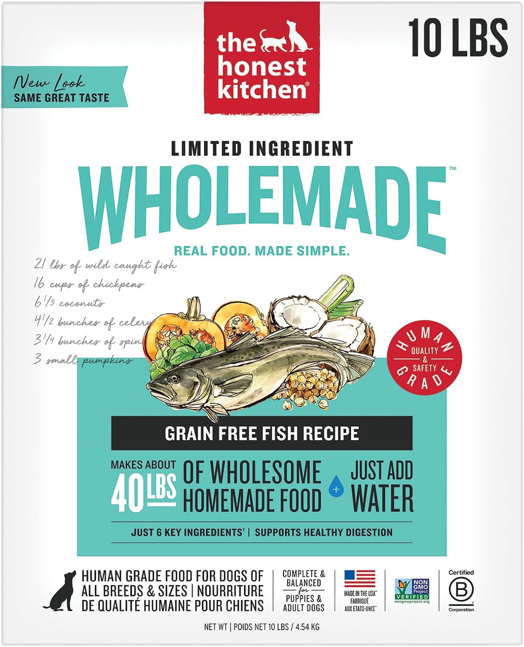 The Honest Kitchen Wholemade™ Limited Ingredient Dehydrated Fish Dog Food, 10 lb Box