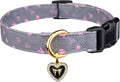 Cotton Handmade Dog Collar Cute and Distinctive Patterns Grey Heart with Pendant for Girl Boy Dogs Collars L