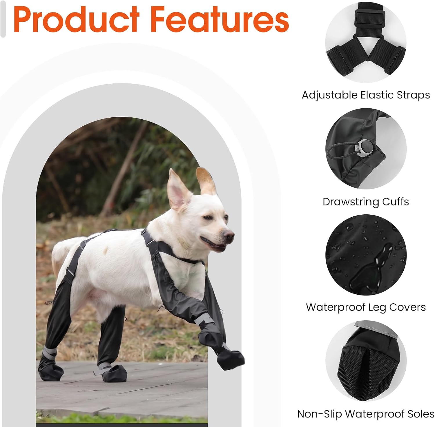 Waterproof Dog Suspender Boots Non-Slip for Small Medium (Black L | Dog Paw Protectors for Outdoor Walking Stay-On,Dirt-Proof Comfortable Booties