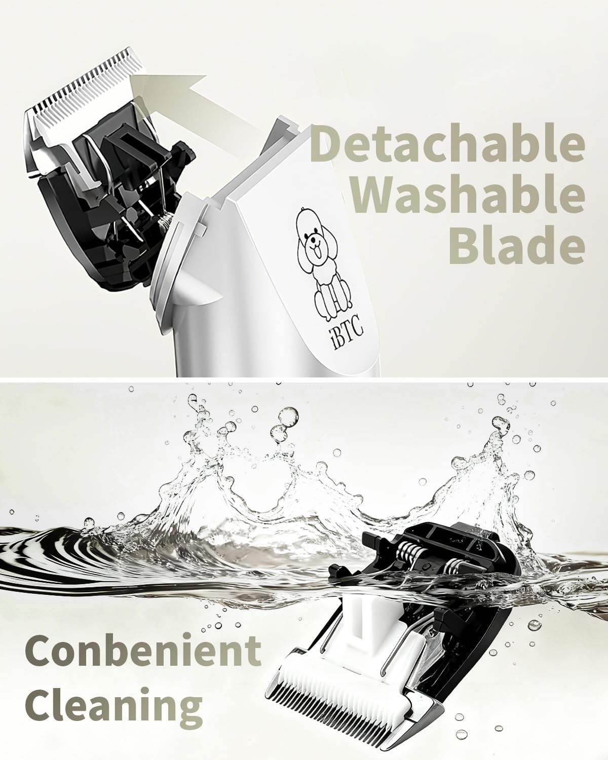 iBTC Dog Shaver Clippers Low Noise Rechargeable Cordless Electric Quiet Hair Clippers Set for Dogs Cats Pets Features a Ceramic Blade Head that is Removable (red)