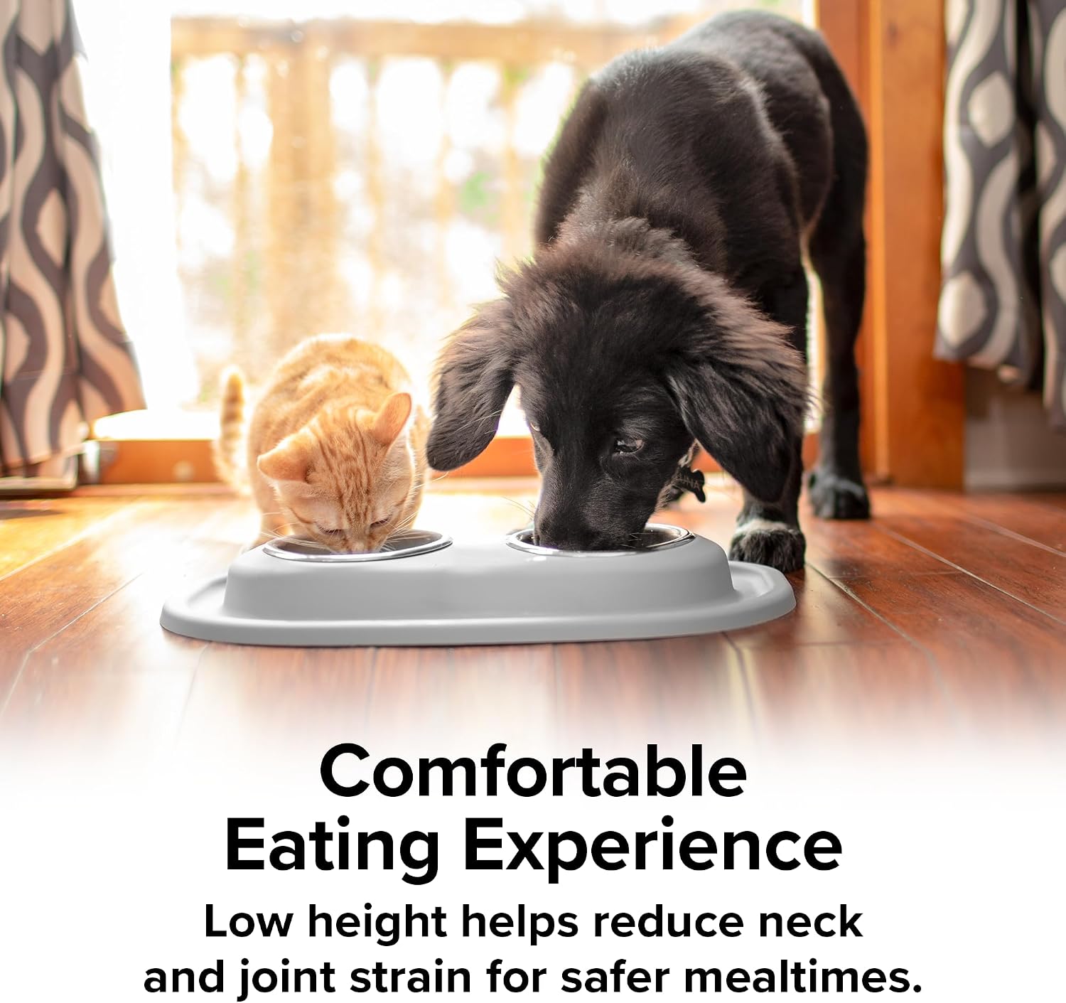 WeatherTech Double Low Pet Feeding System w/Plastic Dog/Cat Bowls - 16 oz (2 Cups) Light Grey (PDL1602LG)