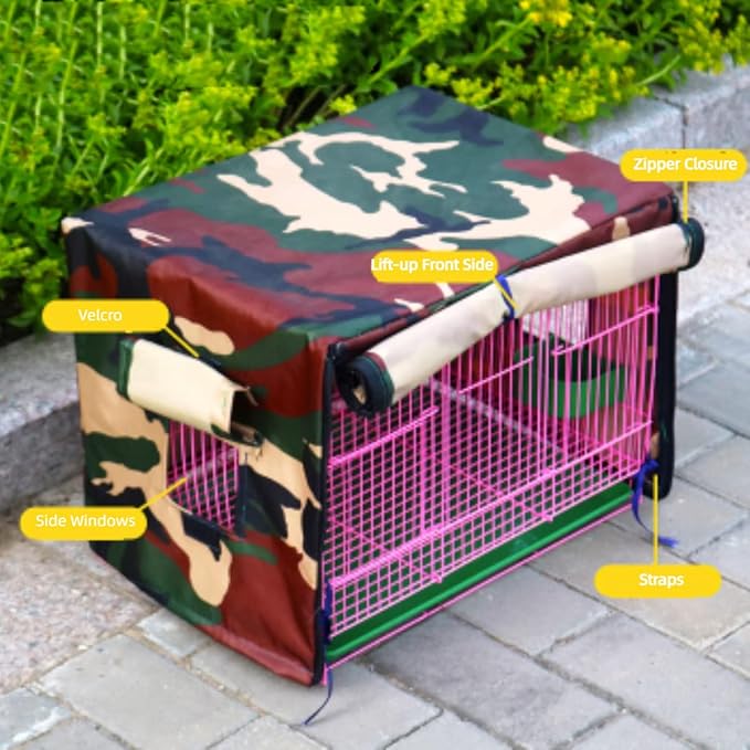 MANON ROSA Bird Cage Cover - Lightproof Birdcage Covers Nighttime- Ideal for Parrots Cockatiels Parakeets Cockatoos Lovebirds Finches Budgerigars Conure (S(13" Lx11.8 Wx17.3 H),Camouflage)