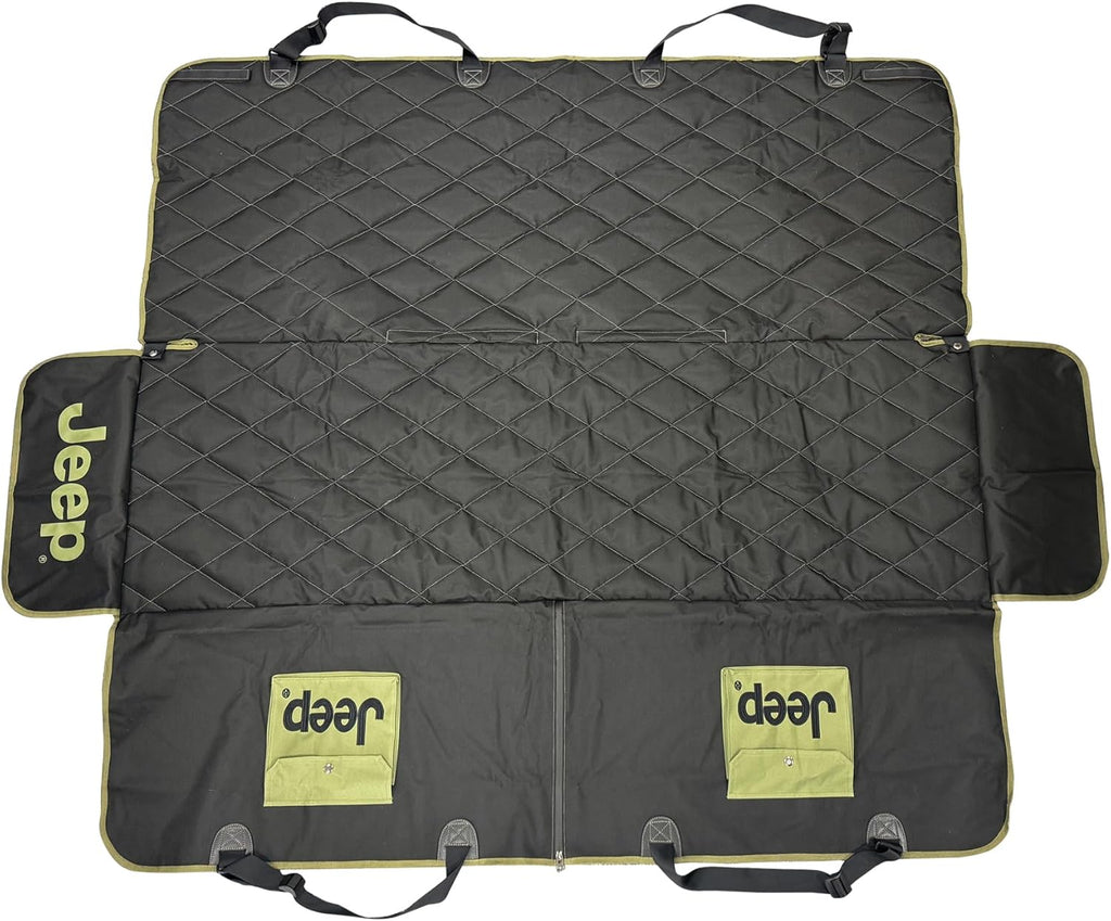 Jeep Vehicle Seat Protector for Dogs and Pets (Charcoal Black) Adjustable Seat Cover - Durable Protection Waterproof Design (58 x 23 x 18.5 inch)