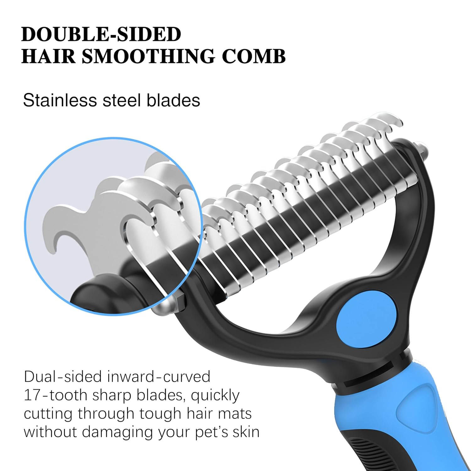 4 Pack Pet Grooming Combo - Blue Deshedding Brush,With Metal Comb,Bath Brush, With Long & Short Stainless Steel Teeth Depilatory Comb For Detangling And Dematting Long, Matted Fur On Cats And Dogs