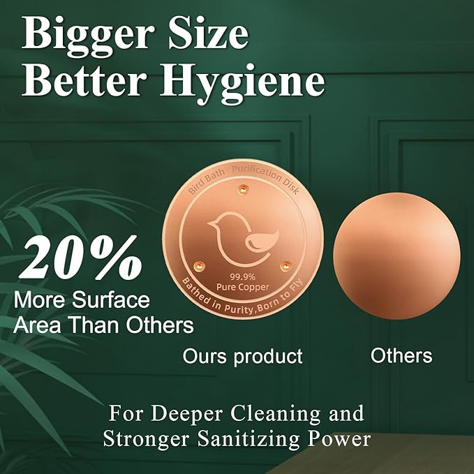Bird Bath Copper Disk, 4.2" Large Surface Area, Covers 20% More Water Than Standard, Safe & Clean Birdbaths All Year Round, Fits Most Backyard Birdbaths