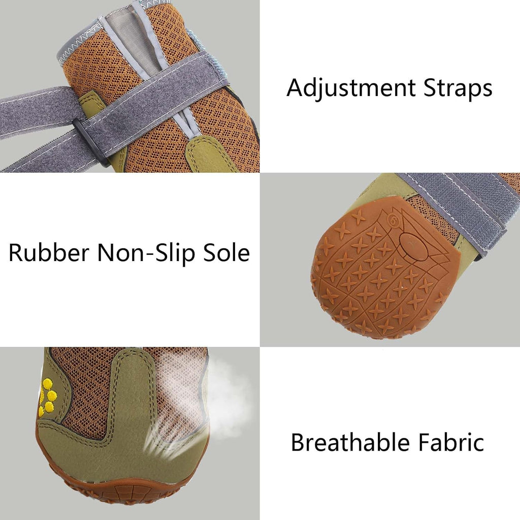 Dog Boots for Large Dogs, Medium Dogs and paw Guards for Snowy Winters, hot Summer Roads, Waterproof Rainy Days, Outdoor Walking, and Non-Slip Indoor Hard Surfaces 4 Pieces