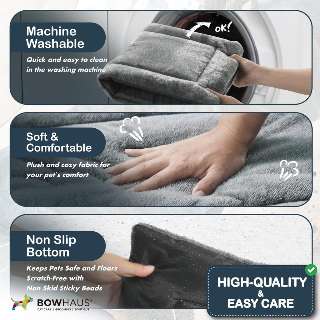 BOWHAUS Machine-Washable Dog Bed Pad & Tray for 36-Inch Kennel, Non-Slip Flat Cozy Sleeping Mat & Easy-Clean Plastic Replacement Crate Pan, Comfortable & Durable for Dogs, Rabbits, Cats, Various Pets