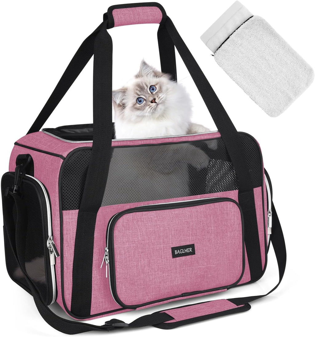 BAGLHER Pet Travel Carrier, Cat Carriers Dog Carrier for Small Medium Cats Dogs Puppies, Airline Approved Small Dog Carrier Soft Sided, Collapsible Puppy Carrier