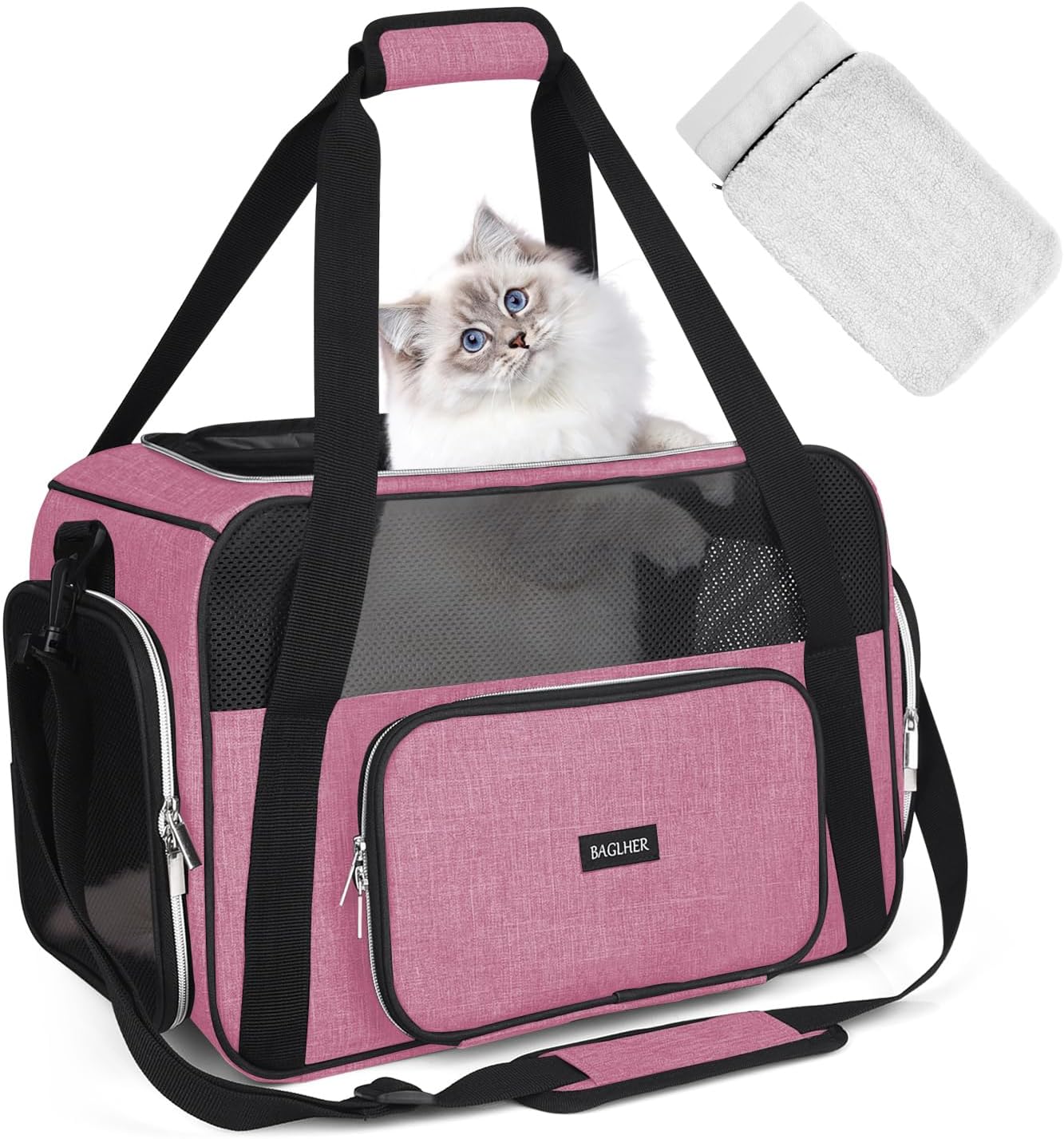 BAGLHER Pet Travel Carrier, Cat Carriers Dog Carrier for Small Medium Cats Dogs Puppies, Airline Approved Small Dog Carrier Soft Sided, Collapsible Puppy Carrier