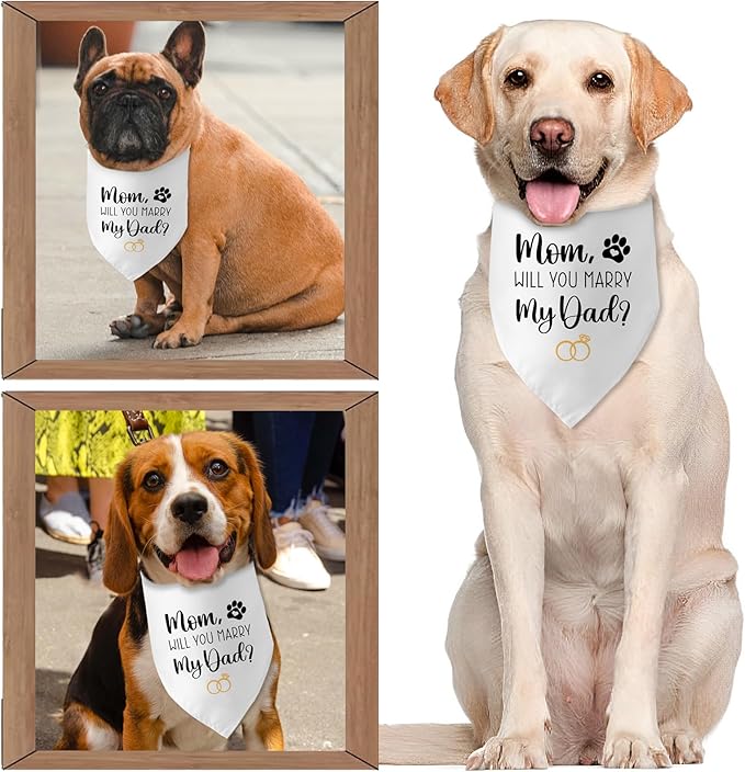 Engagement Gifts Mom,Will You Merry My Dad? Dog Bandana Pet Scarf Wedding Photo Prop Pet Accessories for Dog Lovers Owner Gift Engagement Party Bridal Shower Decorations