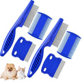 6 Pack Dog Grooming Comb, Pet Flea Lice Stainless Steel Cat Combs with Rounded Teeth, 2-in-1 Double Sided Professional Dogs Tear Stain Remover, Dematting Tool for Small, Medium & Large Pets