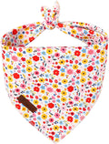 Floral Dog Bandana, UP URARA PUP Flowers Triangle Bid Scarf for Medium Large Dogs, Cotton Kerchief for Girl Boy Puppies, Cute Spring Blossom Bandana,L