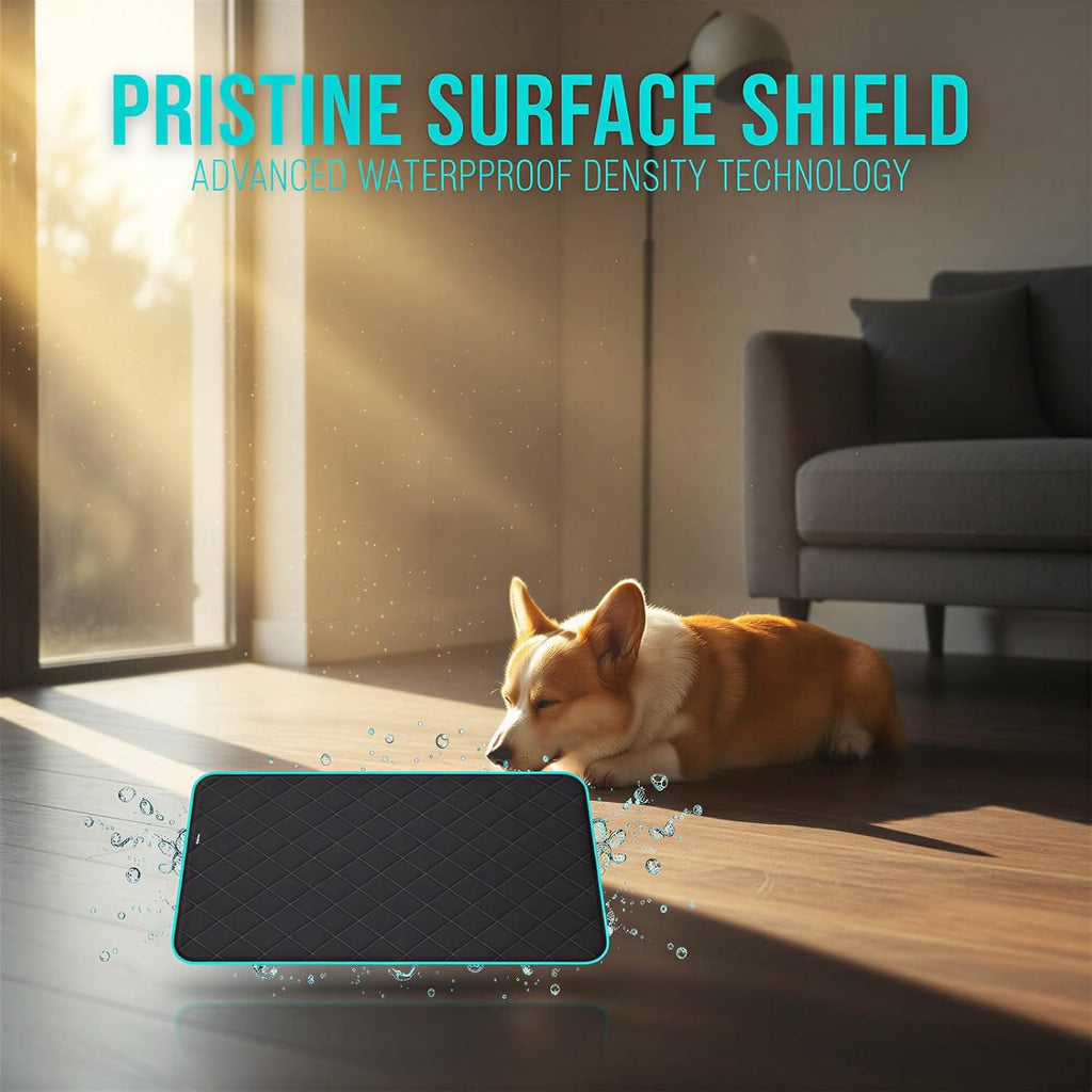 Machine Washable Kennel Mat, Oxford Cloth Mat with Rhombus Quilted Design, Liquid-Shedding Crate Pad for Smaller Animals, All-Season Bedding for Indoor Travel and Home, Black